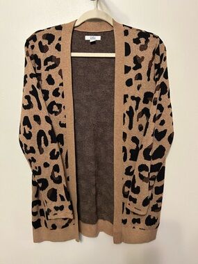 croft & barrow Animal Print Cardigan with Metallic Accents